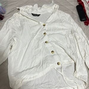 cropped button white shirt